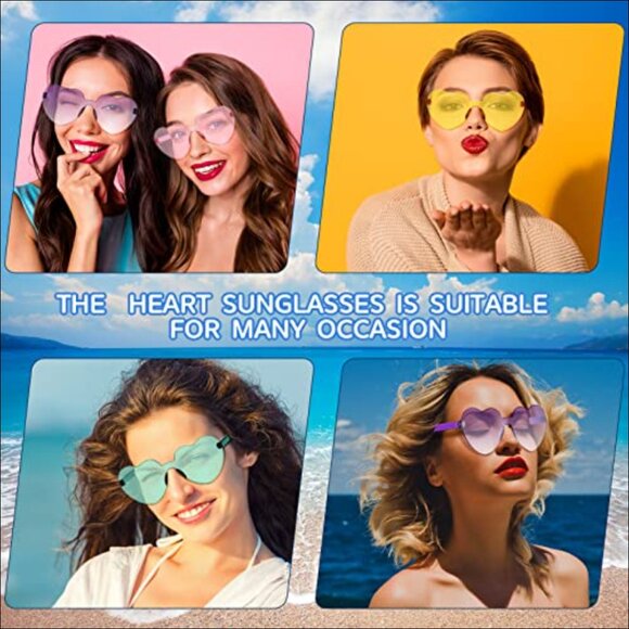 100 Pairs Heart Sunglasses Rimless Polycarbonate Party Favors